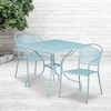 image:imageFlash Furniture Oia Commercial Grade 355 Square Black IndoorOutdoor Steel Patio Table Set with 2 Round Back ChairsSky Blue