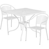image:imageFlash Furniture Oia Commercial Grade 355 Square Black IndoorOutdoor Steel Patio Table Set with 2 Round Back ChairsWhite