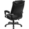 image:imageFlash Furniture Oma High Back Black LeatherSoft Layered Upholstered Executive Swivel Ergonomic Office Chair with Smoke Metal Base and Arms