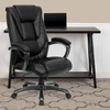image:imageFlash Furniture Oma High Back Black LeatherSoft Layered Upholstered Executive Swivel Ergonomic Office Chair with Smoke Metal Base and Arms