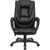 image:imageFlash Furniture Oma High Back Black LeatherSoft Layered Upholstered Executive Swivel Ergonomic Office Chair with Smoke Metal Base and Arms