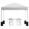 image:imageFlash Furniture Otis 8x8 White Pop Up Event Canopy Tent with Carry Bag and 6Foot BiFold Folding Table with Carrying Handle  Tailgate Tent SetWhite