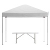 image:imageFlash Furniture Otis 8x8 White Pop Up Event Canopy Tent with Carry Bag and 6Foot BiFold Folding Table with Carrying Handle  Tailgate Tent SetWhite