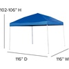 image:imageFlash Furniture Otis Portable TailgateEvent Tent Set  8x8 Blue Pop Up Canopy Tent 6Foot BiFold Table Set of 4 White Folding ChairsBlue