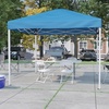 image:imageFlash Furniture Otis Portable TailgateEvent Tent Set  8x8 Blue Pop Up Canopy Tent 6Foot BiFold Table Set of 4 White Folding ChairsBlue