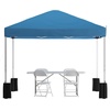 image:imageFlash Furniture Otis Portable TailgateEvent Tent Set  8x8 Blue Pop Up Canopy Tent 6Foot BiFold Table Set of 4 White Folding ChairsBlue