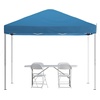 image:imageFlash Furniture Otis Portable TailgateEvent Tent Set  8x8 Blue Pop Up Canopy Tent 6Foot BiFold Table Set of 4 White Folding ChairsBlue