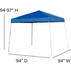 image:imageFlash Furniture Otis Portable TailgateEvent Tent Set  8x8 Blue Pop Up Canopy Tent 6Foot BiFold Table Set of 4 White Folding ChairsBlue
