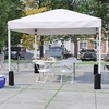 image:imageFlash Furniture Otis Portable TailgateEvent Tent Set  8x8 Blue Pop Up Canopy Tent 6Foot BiFold Table Set of 4 White Folding ChairsWhite