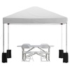 image:imageFlash Furniture Otis Portable TailgateEvent Tent Set  8x8 Blue Pop Up Canopy Tent 6Foot BiFold Table Set of 4 White Folding ChairsWhite