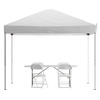 image:imageFlash Furniture Otis Portable TailgateEvent Tent Set  8x8 Blue Pop Up Canopy Tent 6Foot BiFold Table Set of 4 White Folding ChairsWhite