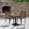 image:imageFlash Furniture Outdoor Patio Bistro Dining Table Set with 2 Chairs and Faux Teak Poly Slats3 Piece