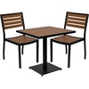 image:imageFlash Furniture Outdoor Patio Bistro Dining Table Set with 2 Chairs and Faux Teak Poly Slats3 Piece
