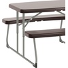 image:imageFlash Furniture Paige EasyFold Kids Outdoor Picnic Table and Benches  Commercial Grade Folding Plastic Play Table  Recommended for up to Age 5  BrownBrown
