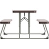 image:imageFlash Furniture Paige EasyFold Kids Outdoor Picnic Table and Benches  Commercial Grade Folding Plastic Play Table  Recommended for up to Age 5  BrownBrown