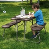image:imageFlash Furniture Paige EasyFold Kids Outdoor Picnic Table and Benches  Commercial Grade Folding Plastic Play Table  Recommended for up to Age 5  BrownBrown