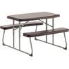 image:imageFlash Furniture Paige EasyFold Kids Outdoor Picnic Table and Benches  Commercial Grade Folding Plastic Play Table  Recommended for up to Age 5  BrownBrown