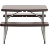 image:imageFlash Furniture Paige EasyFold Kids Outdoor Picnic Table and Benches  Commercial Grade Folding Plastic Play Table  Recommended for up to Age 5  BrownBrown