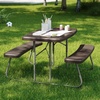 image:imageFlash Furniture Paige EasyFold Kids Outdoor Picnic Table and Benches  Commercial Grade Folding Plastic Play Table  Recommended for up to Age 5  BrownBrown