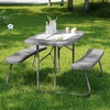 image:imageFlash Furniture Paige EasyFold Kids Outdoor Picnic Table and Benches  Commercial Grade Folding Plastic Play Table  Recommended for up to Age 5  BrownGrey