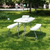 image:imageFlash Furniture Paige EasyFold Kids Outdoor Picnic Table and Benches  Commercial Grade Folding Plastic Play Table  Recommended for up to Age 5  BrownWhite
