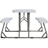 image:imageFlash Furniture Paige EasyFold Kids Outdoor Picnic Table and Benches  Commercial Grade Folding Plastic Play Table  Recommended for up to Age 5  BrownWhite