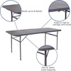 image:imageFlash Furniture Park Commercial Grade 6Foot BiFold Brown Rattan Plastic Folding TableDark Gray