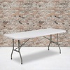 image:imageFlash Furniture Park Commercial Grade 6Foot BiFold Brown Rattan Plastic Folding TableGranite White