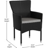 image:imageFlash Furniture Peregrine 7 Piece Outdoor Patio Dining Set  Space Saving Black Wicker Modular Chairs amp Cream CushionsNatural Finish Acacia Wood TableSeating for 6BlackGray