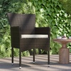 image:imageFlash Furniture Peregrine 7 Piece Outdoor Patio Dining Set  Space Saving Black Wicker Modular Chairs amp Cream CushionsNatural Finish Acacia Wood TableSeating for 6EspressoCream