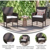 image:imageFlash Furniture Peregrine 7 Piece Outdoor Patio Dining Set  Space Saving Black Wicker Modular Chairs amp Cream CushionsNatural Finish Acacia Wood TableSeating for 6EspressoCream