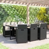 image:imageFlash Furniture Peregrine 7 Piece Outdoor Patio Dining Set  Space Saving Black Wicker Modular Chairs amp Cream CushionsNatural Finish Acacia Wood TableSeating for 6NaturalBlack