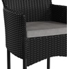 image:imageFlash Furniture Peregrine 7 Piece Outdoor Patio Dining Set  Space Saving Black Wicker Modular Chairs amp Cream CushionsNatural Finish Acacia Wood TableSeating for 6BlackGray