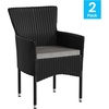image:imageFlash Furniture Peregrine 7 Piece Outdoor Patio Dining Set  Space Saving Black Wicker Modular Chairs amp Cream CushionsNatural Finish Acacia Wood TableSeating for 6BlackGray