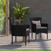 image:imageFlash Furniture Peregrine 7 Piece Outdoor Patio Dining Set  Space Saving Black Wicker Modular Chairs amp Cream CushionsNatural Finish Acacia Wood TableSeating for 6BlackGray