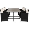 image:imageFlash Furniture Peregrine 7 Piece Outdoor Patio Dining Set  Space Saving Black Wicker Modular Chairs amp Cream CushionsNatural Finish Acacia Wood TableSeating for 6GrayBlack