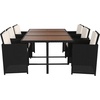 image:imageFlash Furniture Peregrine 7 Piece Outdoor Patio Dining Set  Space Saving Black Wicker Modular Chairs amp Cream CushionsNatural Finish Acacia Wood TableSeating for 6NaturalBlack