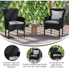 image:imageFlash Furniture Peregrine 7 Piece Outdoor Patio Dining Set  Space Saving Black Wicker Modular Chairs amp Cream CushionsNatural Finish Acacia Wood TableSeating for 6BlackGray