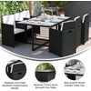 image:imageFlash Furniture Peregrine 7 Piece Outdoor Patio Dining Set  Space Saving Black Wicker Modular Chairs amp Cream CushionsNatural Finish Acacia Wood TableSeating for 6GrayBlack