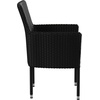 image:imageFlash Furniture Peregrine 7 Piece Outdoor Patio Dining Set  Space Saving Black Wicker Modular Chairs amp Cream CushionsNatural Finish Acacia Wood TableSeating for 6BlackGray