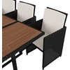 image:imageFlash Furniture Peregrine 7 Piece Outdoor Patio Dining Set  Space Saving Black Wicker Modular Chairs amp Cream CushionsNatural Finish Acacia Wood TableSeating for 6NaturalBlack