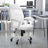 image:imageFlash Furniture Quincey MidBack White LeatherSoft Tapered Back Executive Swivel Office Chair with White Base and Arms