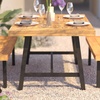 image:imageFlash Furniture Rafe Commercial Grade Acacia Wood Dining Table with Metal Base IndoorOutdoor Rectangle Patio Table with Plank Style Table Top NaturalBlack