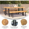 image:imageFlash Furniture Rafe Commercial Grade Acacia Wood Dining Table with Metal Base IndoorOutdoor Rectangle Patio Table with Plank Style Table Top NaturalBlack