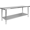 image:imageFlash Furniture Reader Stainless Steel 18 Gauge Prep and Work Table with 15 Backsplash and Undershelf  NSF Certified  72W x 30D x 36H