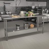 image:imageFlash Furniture Reader Stainless Steel 18 Gauge Prep and Work Table with 15 Backsplash and Undershelf  NSF Certified  72W x 30D x 36H