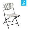 image:imageFlash Furniture Rouen Commercial Grade Folding Bistro Chairs IndoorOutdoor PE Rattan Back and Seat Black Steel Frames Set of 2 BlackWhiteBlackWhite