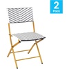 image:imageFlash Furniture Rouen Commercial Grade Folding Bistro Chairs IndoorOutdoor PE Rattan Back and Seat Black Steel Frames Set of 2 BlackWhiteNavyWhite