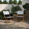 image:imageFlash Furniture Rouen Commercial Grade Folding Bistro Chairs IndoorOutdoor PE Rattan Back and Seat Black Steel Frames Set of 2 BlackWhiteNavyWhite