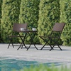 image:imageFlash Furniture Rouen Commercial Grade Folding Bistro Set IndoorOutdoor PE Rattan Table Top Back and Seat Charcoal Steel Frames 3 Piece Set GrayWhiteBrown